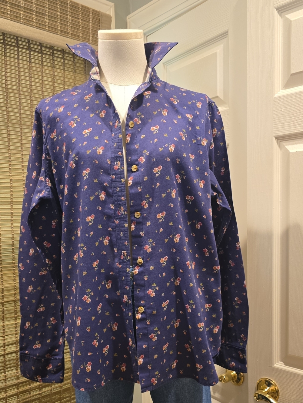 Chaps Blue Floral Lightweight Shirt Jacket